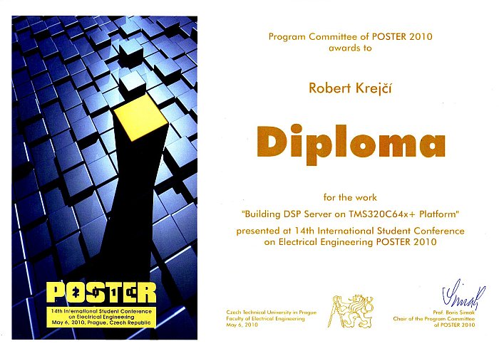 Diplom za 2. místo na konferenci Poster 2010