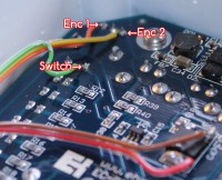 Solder encoder conductors to the soldering points: Enc1, Enc2 - rotation, Switch: push