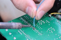 Solder the blue wire.
