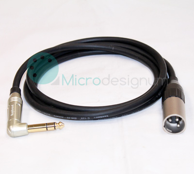 Audio kabel symetrický lomený Jack 6,3 mm TRS - rovný XLR 1,5 m