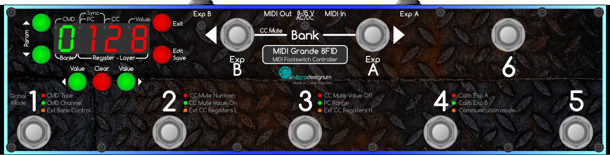 MIDI foot controller MIDI Grande 8F1D