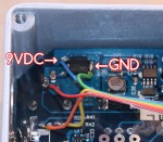 Regardless of the colors of the conductors, solder 9VDC and GND conductors near the voltage regulator.