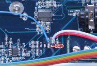 Solder LED conductor near CN2A label (if you have the newer version of the module)