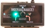 MIDI přepínač vstupů - vrchní pohled - zelená kontrolka