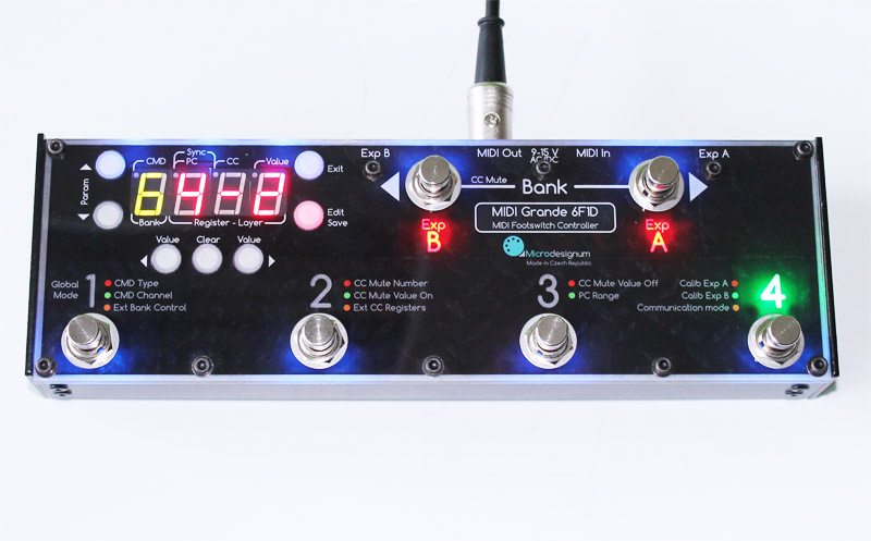 MIDI Grande 6F1D má jasně svítící displej a ovládací tlačítka