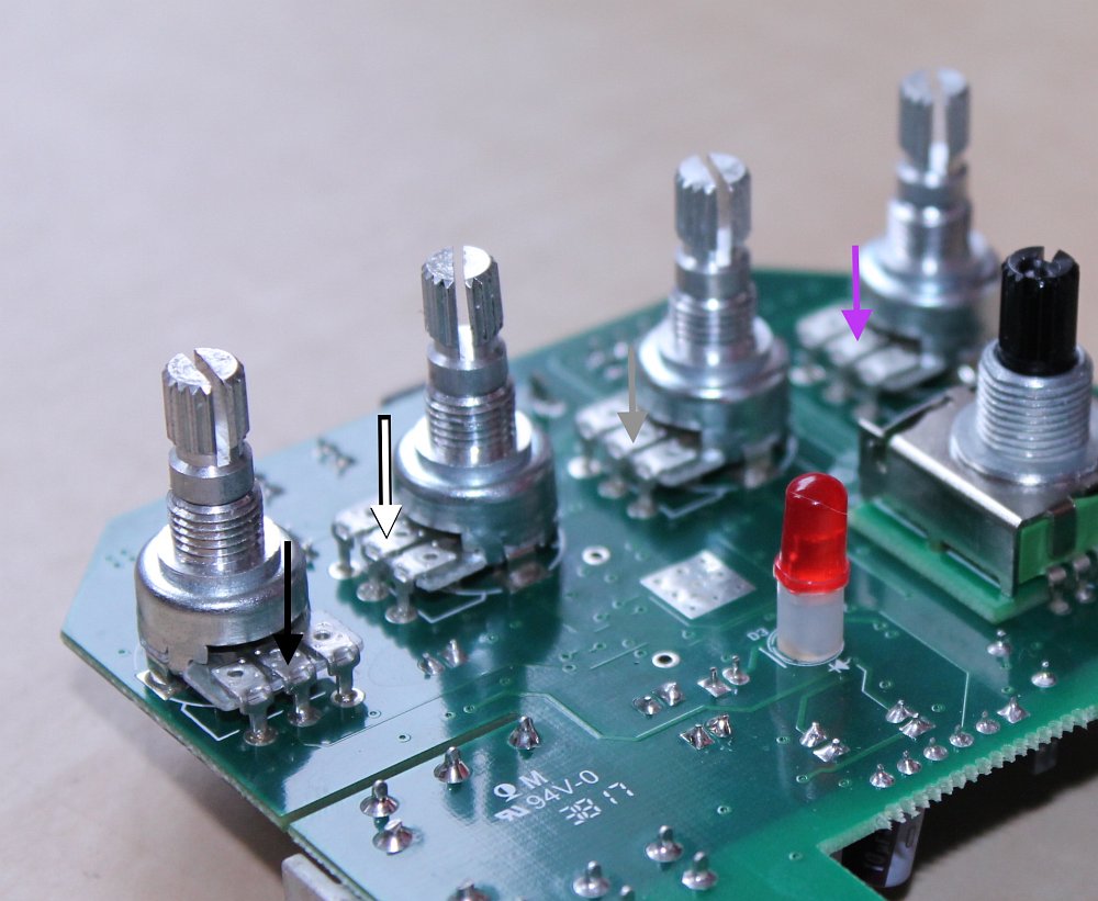 4) Potentiometers (How to install MIDI module in EHX x9 pedals)