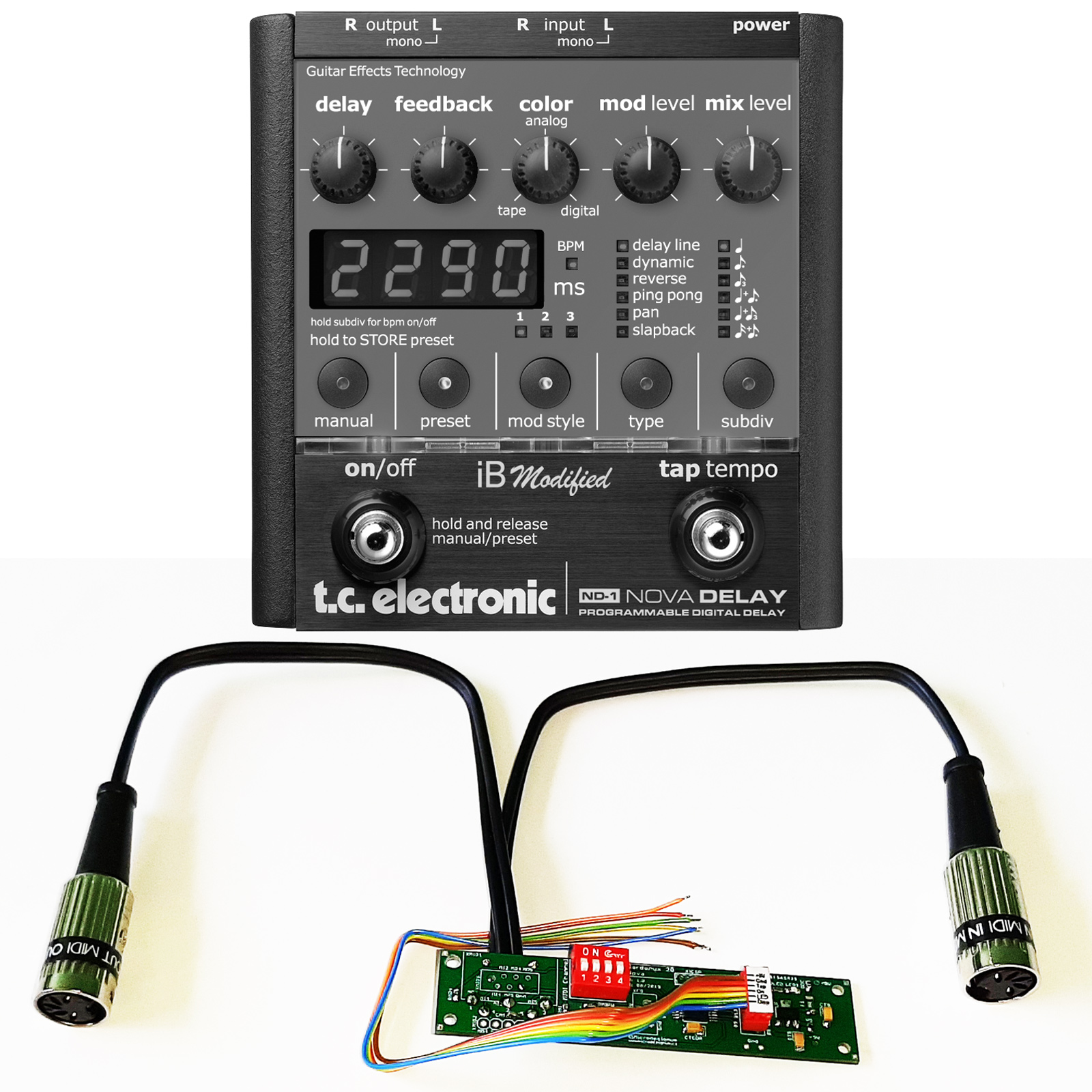 MIDI module for TC Electronic Nova Delay ND-1 guitar pedal with mini  connectors