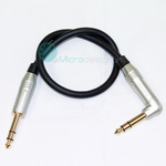 Audio kabel stereo rovný Jack 6,3 mm TRS - lomený Jack 6,3 mm TRS 0,4 m